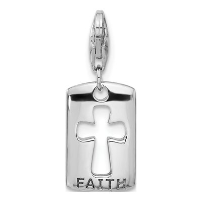 Sterling Silver CZ Cross Clip-On Charm – view 4