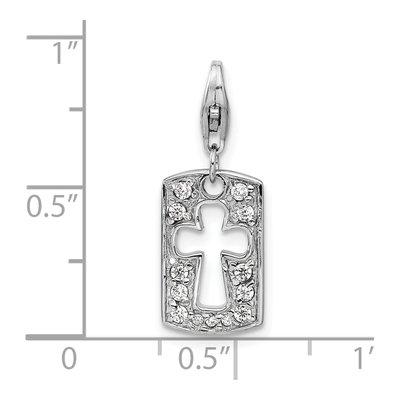 Sterling Silver CZ Cross Clip-On Charm – view 5