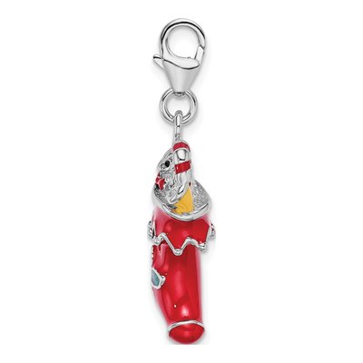 Sterling Silver Red Stocking Charm – view 3