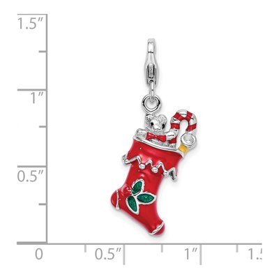 Sterling Silver Red Stocking Charm – view 5