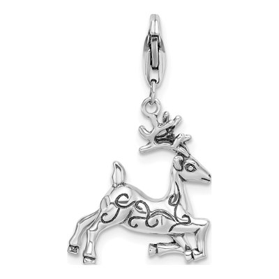 Sterling Silver 3-D Reindeer Charm – view 4