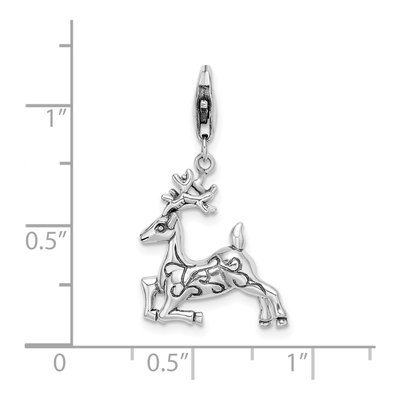 Sterling Silver 3-D Reindeer Charm – view 5