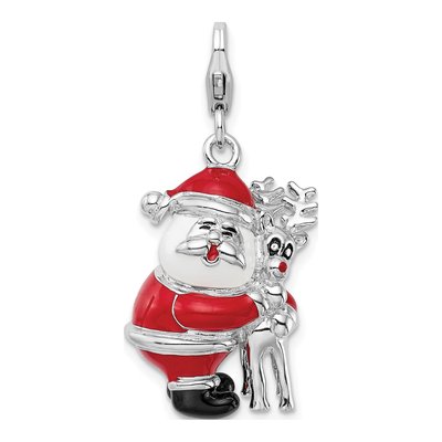 Sterling Silver Santa Reindeer Charm