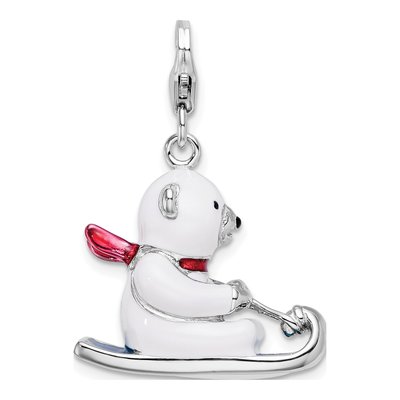 Sterling Silver Polar Bear Sled Charm – view 4