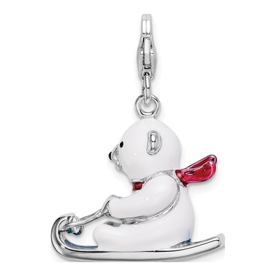 Sterling Silver Polar Bear Sled Charm