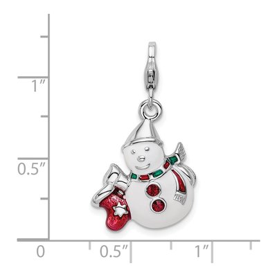Sterling Silver Crystal Snowman Charm – view 5