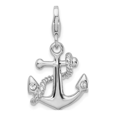 Sterling Silver Crystal Anchor Charm – view 4