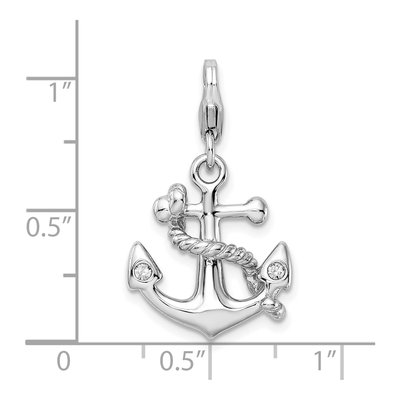 Sterling Silver Crystal Anchor Charm – view 5
