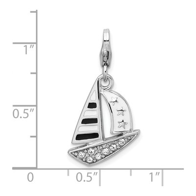 Sterling Silver Crystal 3-D Enameled Sailboat Charm – view 5