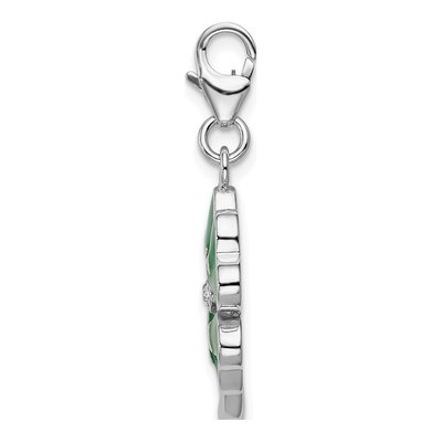 Sterling Silver Crystal Leaf Clover LOVE Charm – view 3