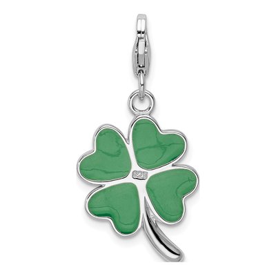 Sterling Silver Crystal Leaf Clover LOVE Charm – view 4