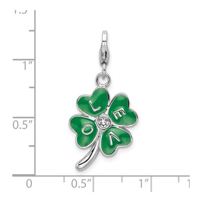 Sterling Silver Crystal Leaf Clover LOVE Charm – view 5