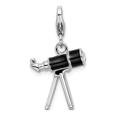 Sterling Silver Crystal Telescope Charm