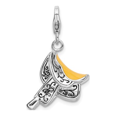 Sterling Silver Enameled Saddle Charm