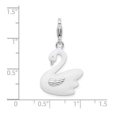 Sterling Silver Enamel Swan Charm – view 5