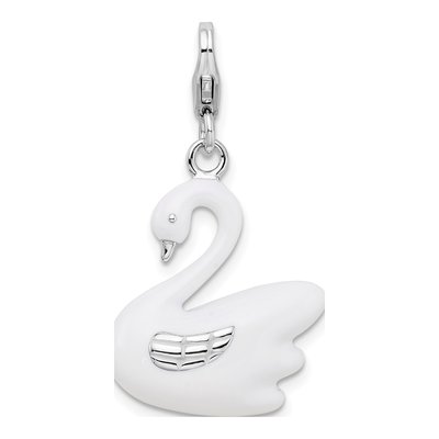 Sterling Silver Enamel Swan Charm