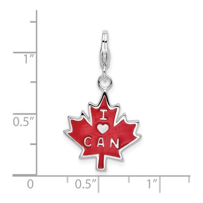 Sterling Silver Rh 3D Enameled I Love Can Charm – view 5