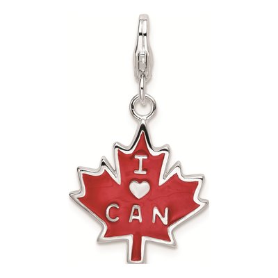 Sterling Silver Rh 3D Enameled I Love Can Charm