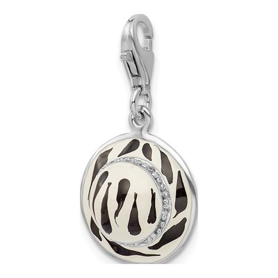 Sterling Silver CZ Enamel Zebra Hat Charm – view 5