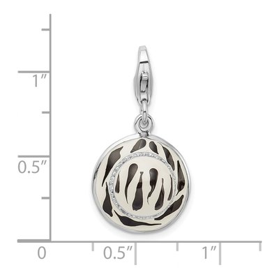 Sterling Silver CZ Enamel Zebra Hat Charm – view 6