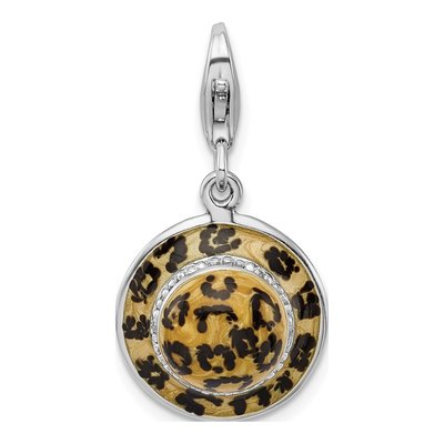 Sterling Silver CZ Leopard Hat Charm
