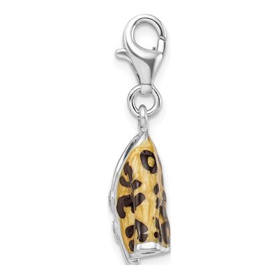 Sterling Silver CZ 3-D Enamel Leopard Charm – view 3