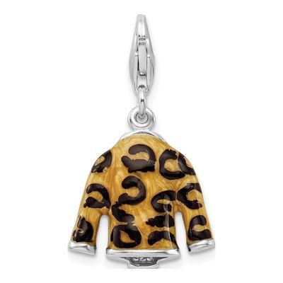 Sterling Silver CZ 3-D Enamel Leopard Charm – view 4
