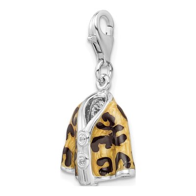 Sterling Silver CZ 3-D Enamel Leopard Charm – view 5