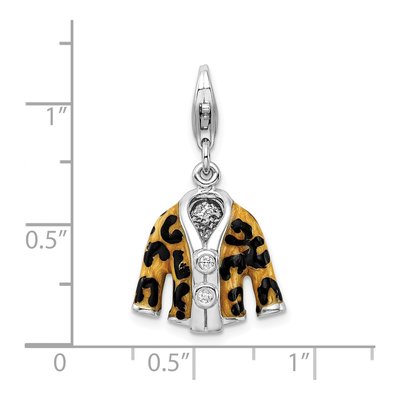 Sterling Silver CZ 3-D Enamel Leopard Charm – view 6