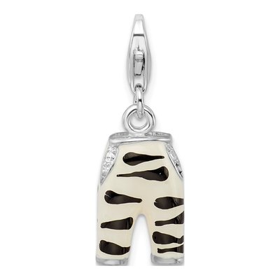 Sterling Silver CZ Zebra Pants Charm