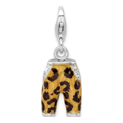 Sterling Silver CZ Leopard Pants Charm