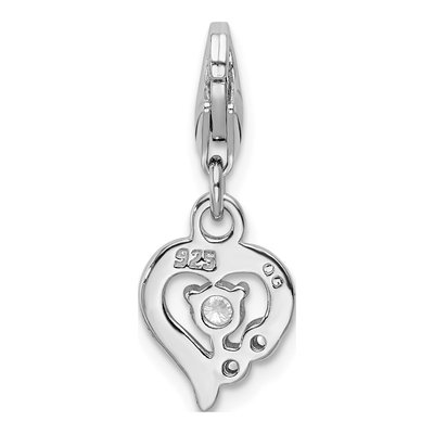 Sterling Silver CZ Heart Fancy Charm – view 4