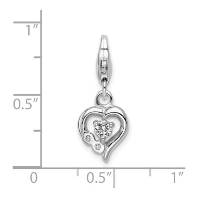 Sterling Silver CZ Heart Fancy Charm – view 5