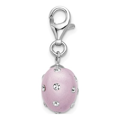 Sterling Silver Crystal 3-D Heart Charm – view 3