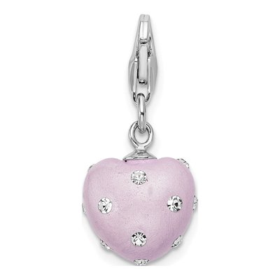 Sterling Silver Crystal 3-D Heart Charm – view 4