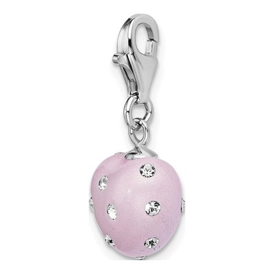 Sterling Silver Crystal 3-D Heart Charm – view 5