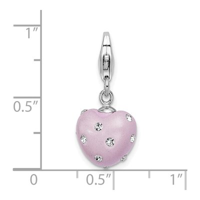 Sterling Silver Crystal 3-D Heart Charm – view 6