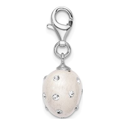 Sterling Silver Crystal 3D Heart Charm – view 3