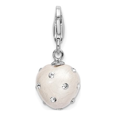 Sterling Silver Crystal 3D Heart Charm – view 4