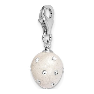 Sterling Silver Crystal 3D Heart Charm – view 5