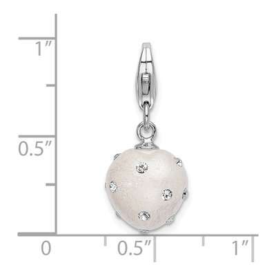 Sterling Silver Crystal 3D Heart Charm – view 6
