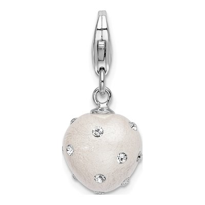 Sterling Silver Crystal 3D Heart Charm