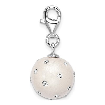Sterling Silver Crystal 3-D Ball Charm – view 3