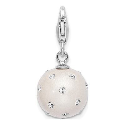Sterling Silver Crystal 3-D Ball Charm – view 4