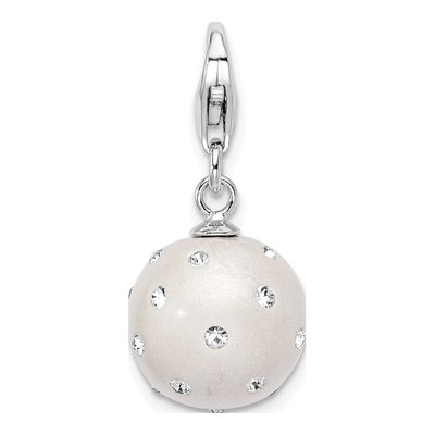 Sterling Silver Crystal 3-D Ball Charm