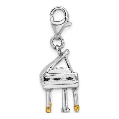 Sterling Silver 3-D Enamel Piano Charm – view 3