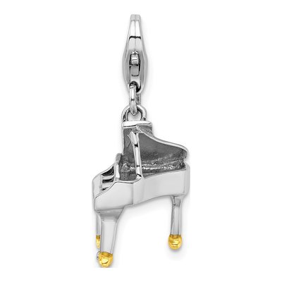 Sterling Silver 3-D Enamel Piano Charm