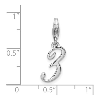 Sterling Silver Number 3 Charm – view 5