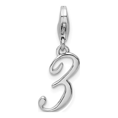 Sterling Silver Number 3 Charm