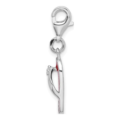Sterling Silver 3-D Red Enamel Sandal Charm – view 3